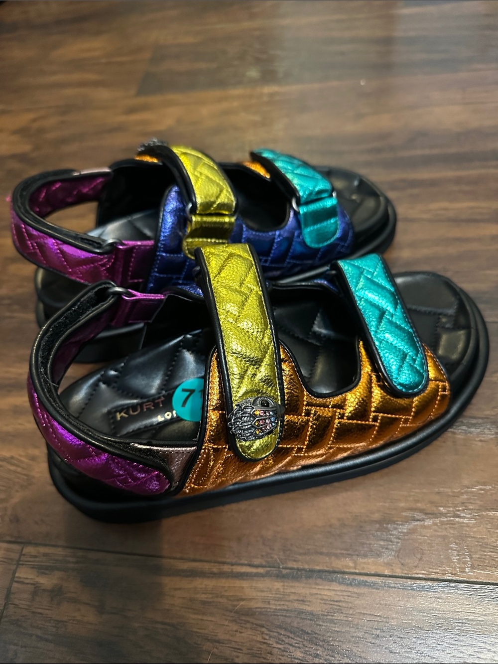 Kurt Geiger Women’s Metallic Multi-Color Quilted Strap Sandals